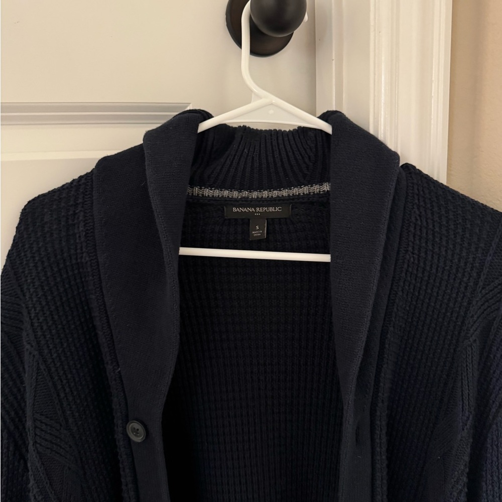 Banana Republic Men's Dark Navy Shawl-Collar Cardigan